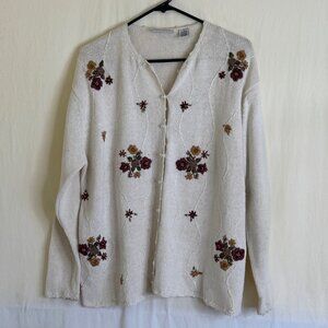 Vintage Willow Bay Floral Embroidered Cardigan Sweater Women's Size 1X